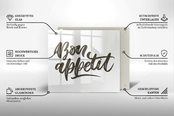Sklo za varnou desku Bon appetit nápis