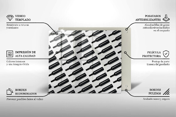 Sklo za varnou desku Černé láhve vína