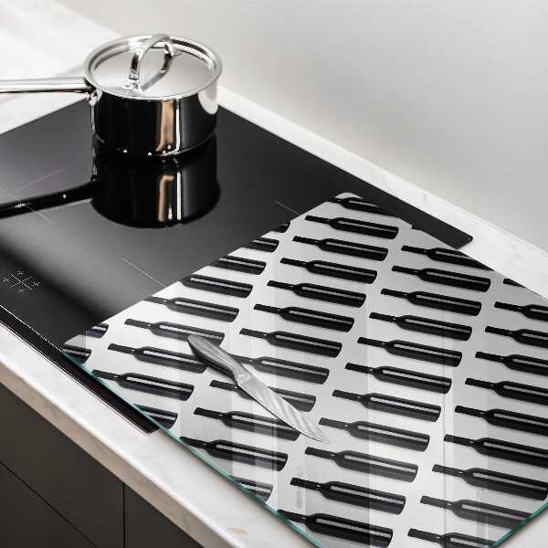 Sklo za varnou desku Černé láhve vína