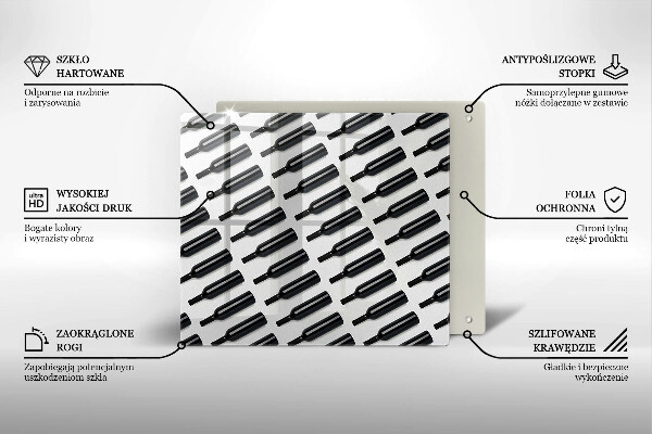 Sklo za varnou desku Černé láhve vína