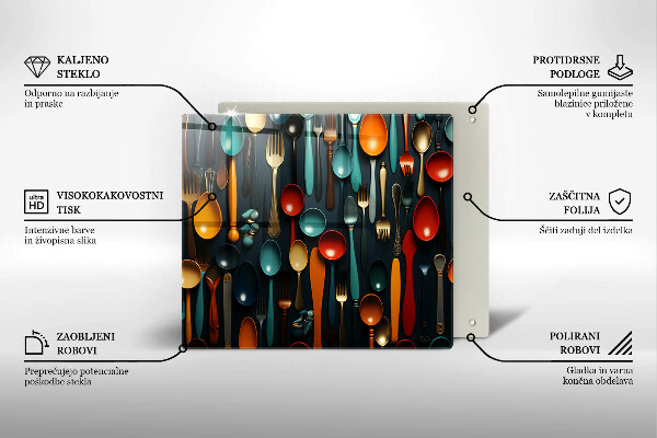 Sklo za varnou desku Barevné lžíce a vidličky