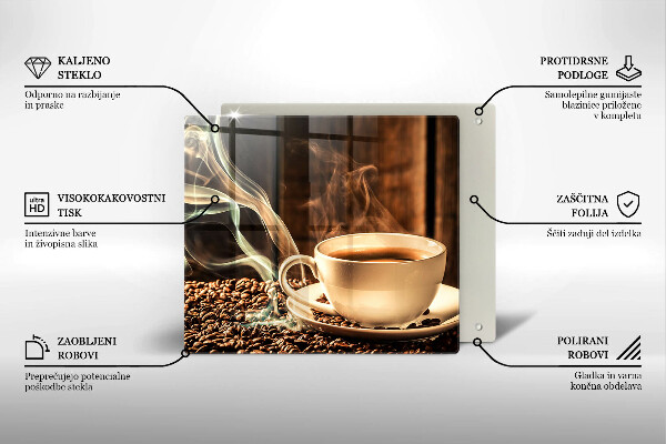 Sklo za varnou desku Šálek a kávová zrna