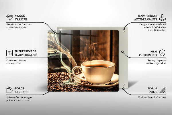 Sklo za varnou desku Šálek a kávová zrna