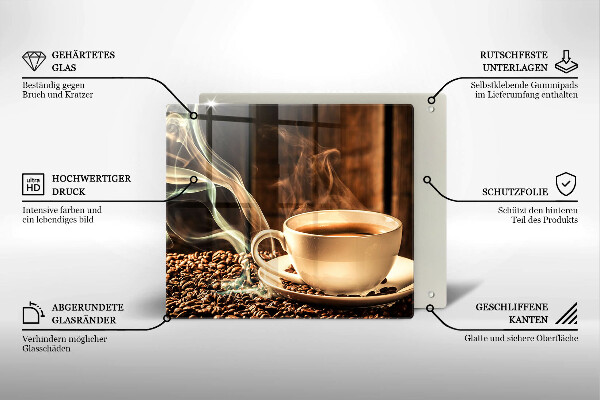 Sklo za varnou desku Šálek a kávová zrna