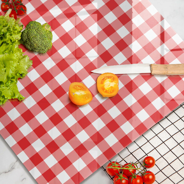 Sklo za varnou desku Červeno-bílý kostkovaný vzor