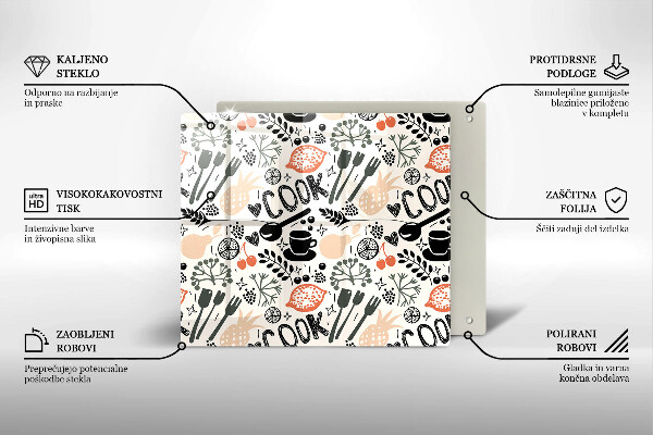 Sklo za varnou desku Kreslený motiv kuchyně