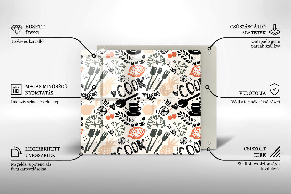 Sklo za varnou desku Kreslený motiv kuchyně