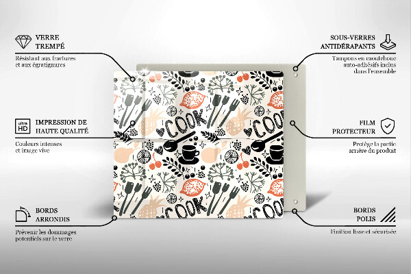 Sklo za varnou desku Kreslený motiv kuchyně