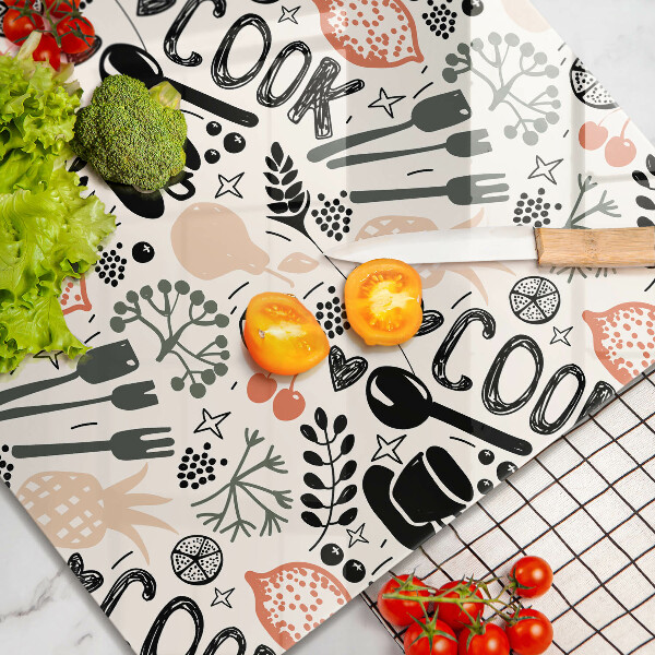 Sklo za varnou desku Kreslený motiv kuchyně