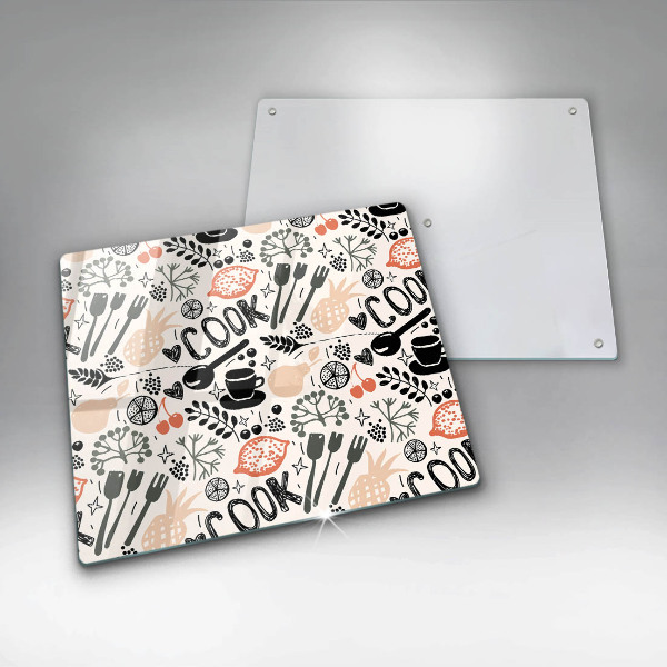 Sklo za varnou desku Kreslený motiv kuchyně