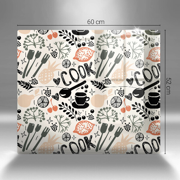 Sklo za varnou desku Kreslený motiv kuchyně
