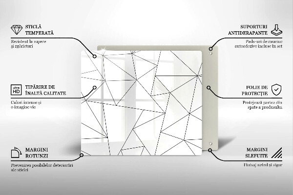Sklo za varnou desku Bílé trojúhelníky