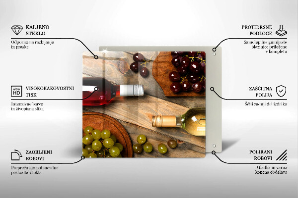 Sklo za varnou desku Láhve vína a hrozny