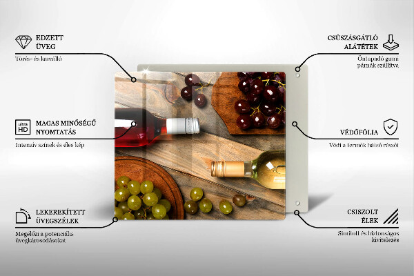 Sklo za varnou desku Láhve vína a hrozny