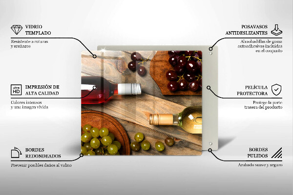 Sklo za varnou desku Láhve vína a hrozny