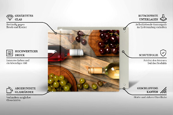 Sklo za varnou desku Láhve vína a hrozny