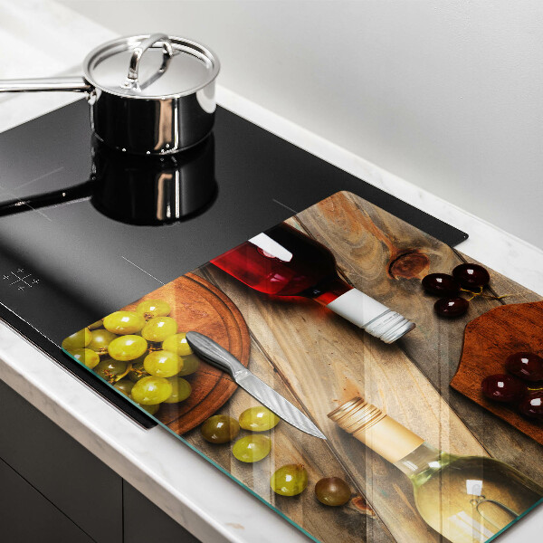 Sklo za varnou desku Láhve vína a hrozny