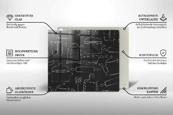 Sklo za varnou desku Kreslené kuchyňské doplňky