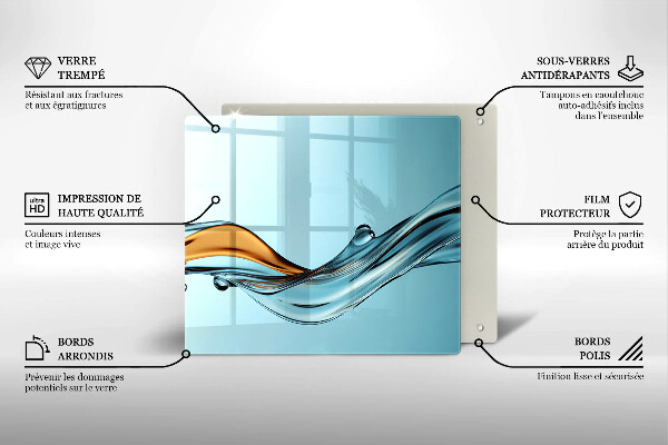 Sklo za varnou desku Voda na modrém pozadí