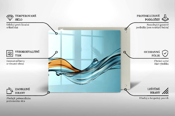 Sklo za varnou desku Voda na modrém pozadí