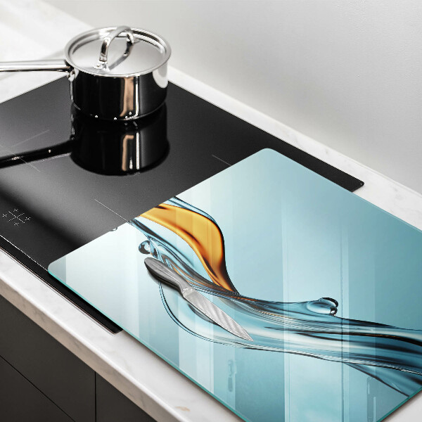 Sklo za varnou desku Voda na modrém pozadí