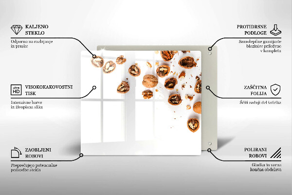 Sklo za varnou desku Ořechy na bílém pozadí