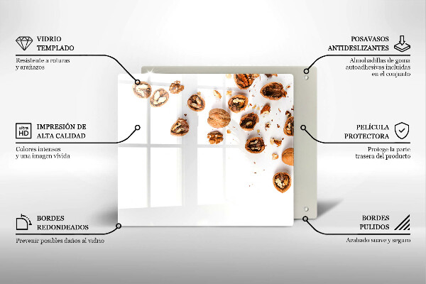 Sklo za varnou desku Ořechy na bílém pozadí