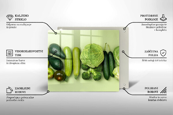 Sklo za varnou desku Zelené ovoce a zelenina