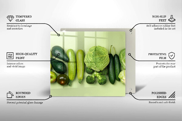 Sklo za varnou desku Zelené ovoce a zelenina