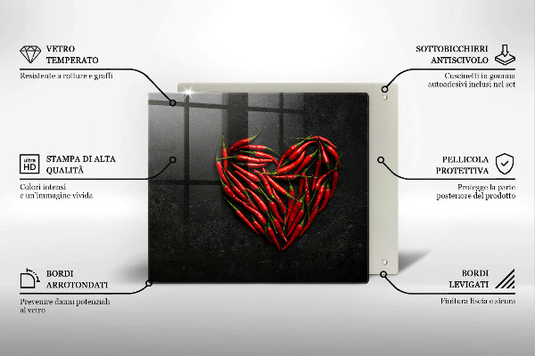 Sklo za varnou desku Chilli paprička srdce