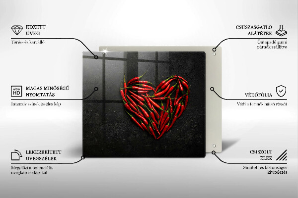 Sklo za varnou desku Chilli paprička srdce