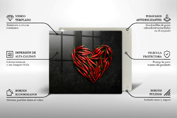 Sklo za varnou desku Chilli paprička srdce