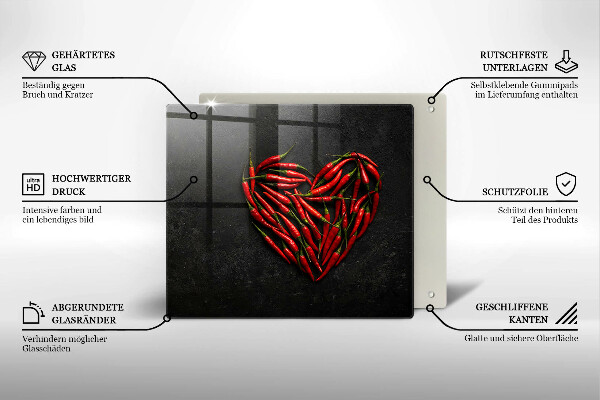 Sklo za varnou desku Chilli paprička srdce