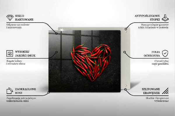 Sklo za varnou desku Chilli paprička srdce