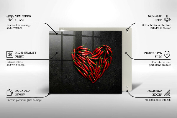 Sklo za varnou desku Chilli paprička srdce