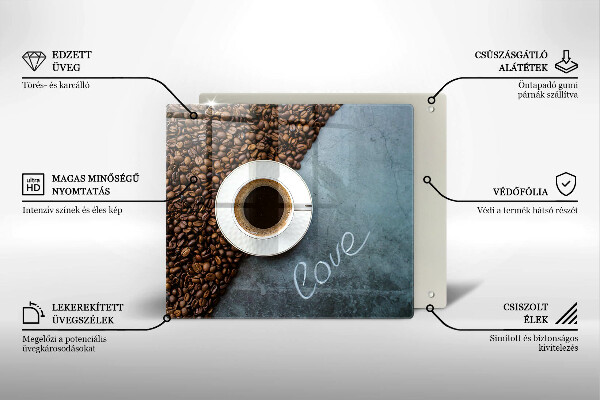 Sklo za varnou desku Kávová zrna a šálek