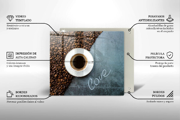 Sklo za varnou desku Kávová zrna a šálek