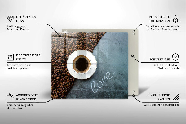 Sklo za varnou desku Kávová zrna a šálek