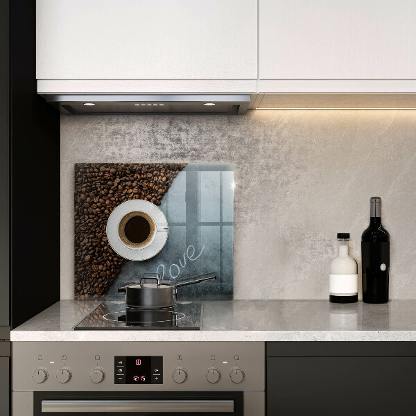 Sklo za varnou desku Kávová zrna a šálek