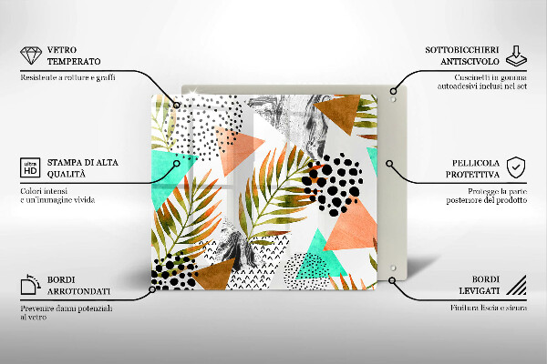 Sklo za varnou desku Boho listy vzor