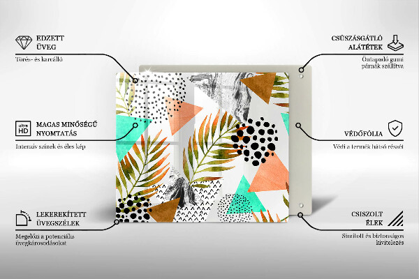 Sklo za varnou desku Boho listy vzor