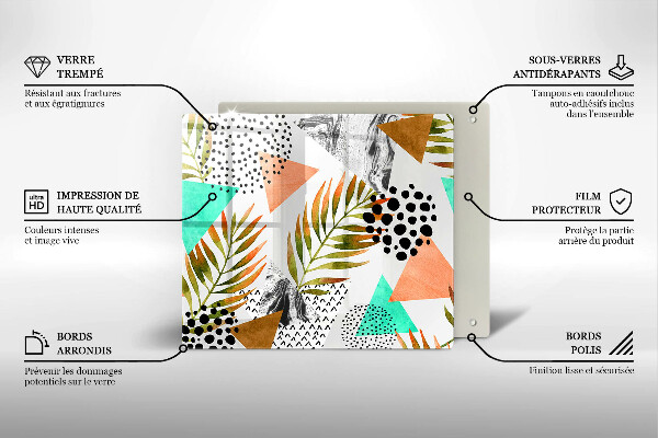 Sklo za varnou desku Boho listy vzor