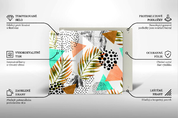 Sklo za varnou desku Boho listy vzor