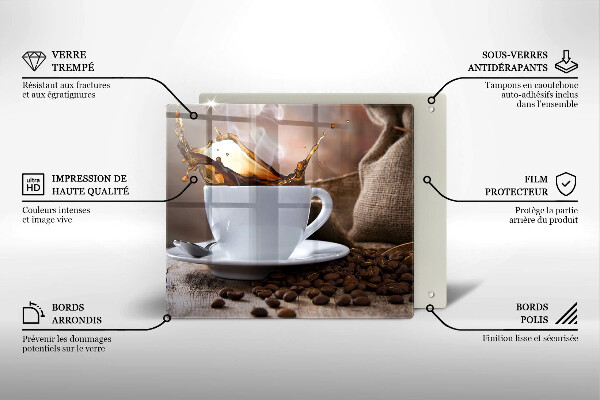 Sklo za varnou desku Šálek a kávová zrna