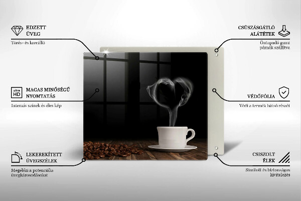 Sklo za varnou desku Srdce šálku kávy