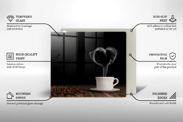 Sklo za varnou desku Srdce šálku kávy