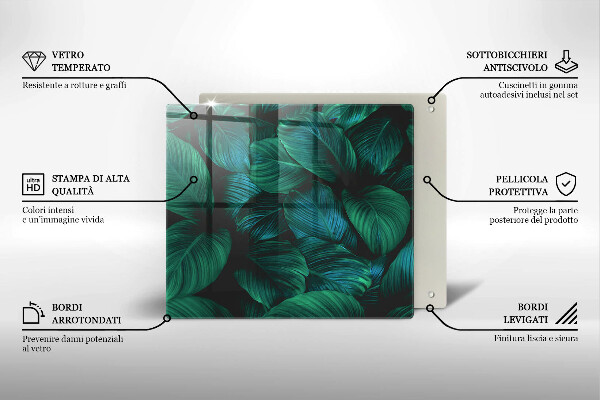 Sklo za varnou desku Listy džungle