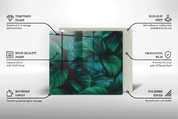 Sklo za varnou desku Listy džungle