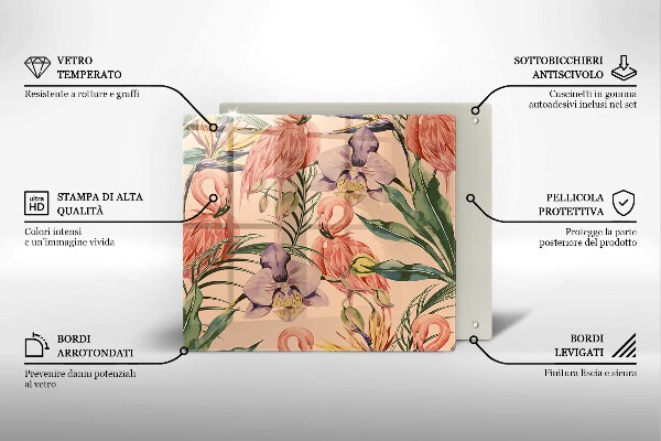 Sklo za varnou desku Plameňáci ilustrace