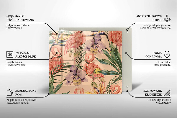 Sklo za varnou desku Plameňáci ilustrace